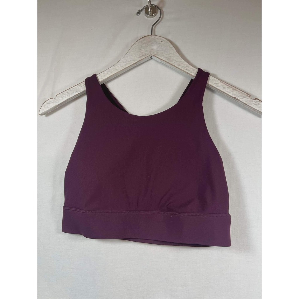 Fabletics High Neck‎ Crossback Sports Bra Plum Purple Athletic Crop Top